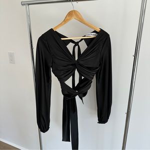 Black satin silky blouse